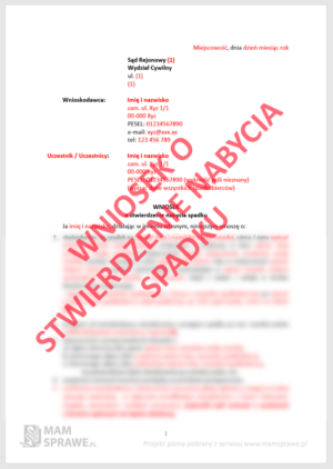 Wniosek o stwierdzenie nabycia spadku