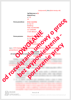 Odwołanie od rozwiązania umowy o pracę bez wypowiedzenia - porzucenie stanowiska pracy